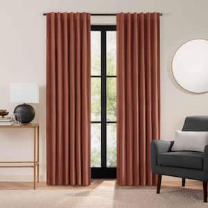 Luxury Cotton Velvet Copper Solid Cotton 96 in. L x 50 in. W 100% Blackout Single Panel Rod Pocket Back Tab Curtain