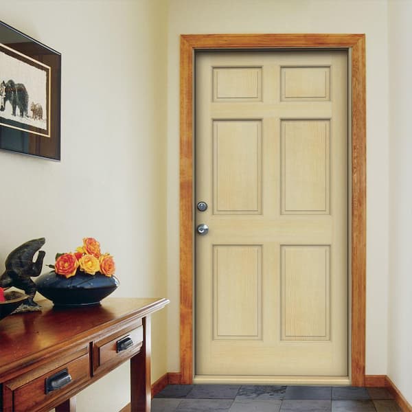 JELD-WEN 36 in. x 80 in. 6-Panel Unfinished Right-Hand Outswing