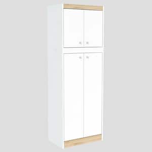 GALLEY Ready to Assemble 23.6 in. W x 14.6 in. D x 67 in. H Kitchen Storage Utility Cabinet in White and Vienes Oak