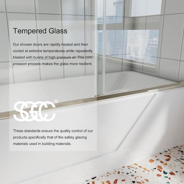 ANGELES HOME 56 - 60 in. W x 58 in. H Sliding Semi Frameless