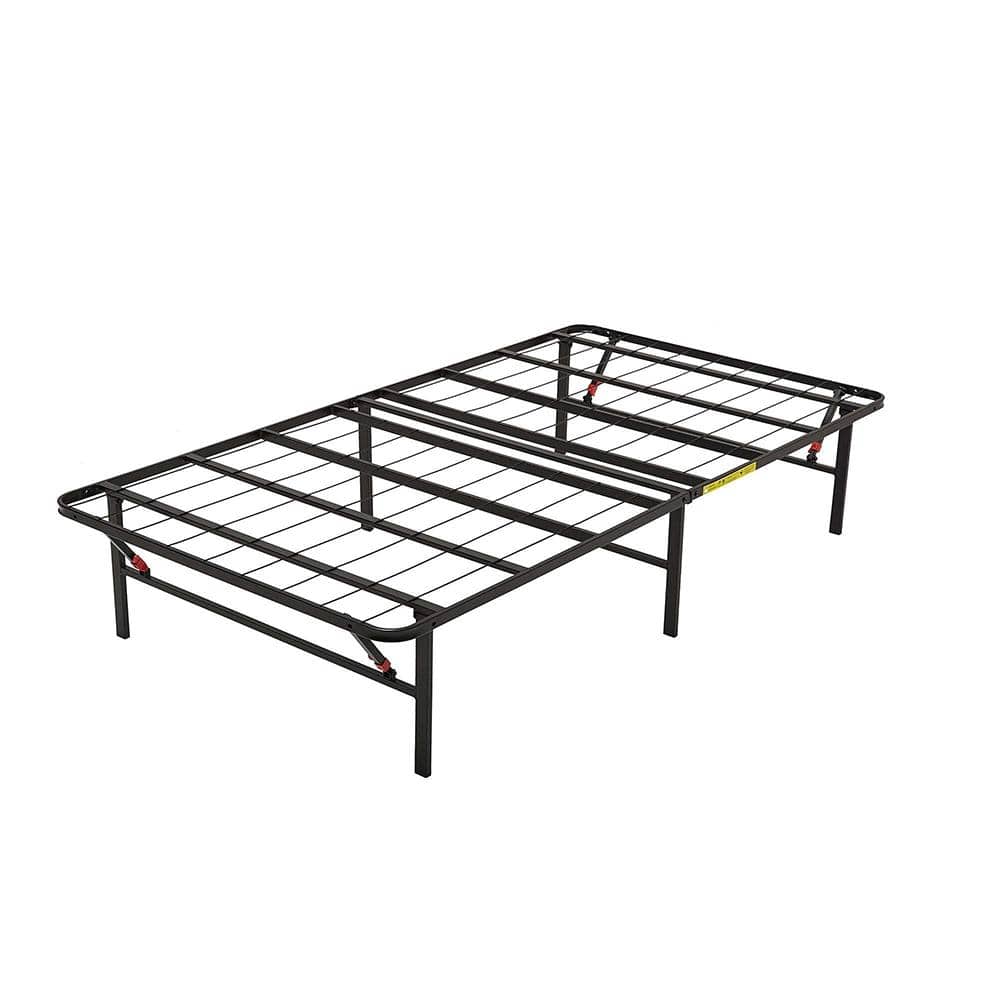 14 in. Black Foldable Metal Twin Size Platform Bed Frame