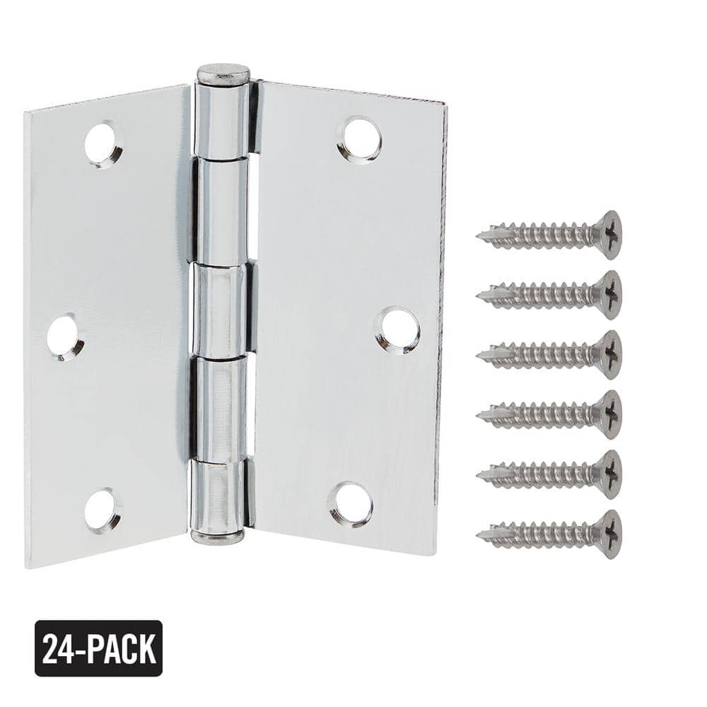24-Pack 3-1/2 in. Square Radius Chrome Squeak-Free Butt Door Hinge price history on PriceWatchPro