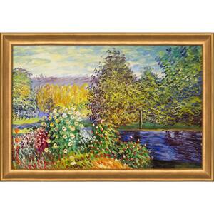 Corner of the Garden at Montgeron by Claude Monet Muted Gold Glow Framed Nature Oil Painting Art Print 28 in. x 40 in.