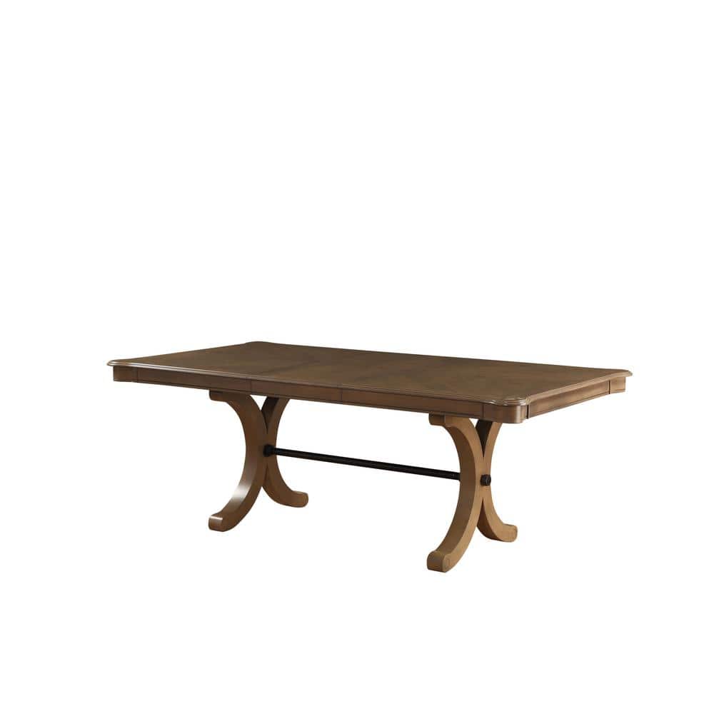 Gray Oak Extendable Rectangular Dining Table for Six