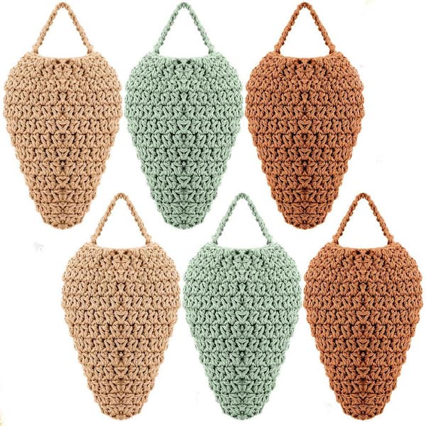 Outdoor Wasp Nest Decoy Trap with Reusable Hemp Material Easy Hanging Deterrent for Garden Patio 6 Pack