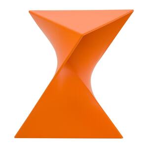 Randolph 15.75 in. Triangle Accent End Table with Plastic Talbrtop Lightweight Side Table in Orange (Set of 2)
