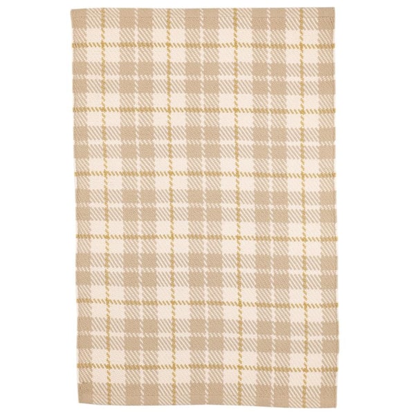 Lakeville Plaid Handwoven Khaki 3 ft. x 5 ft. Outdoor Area Rug