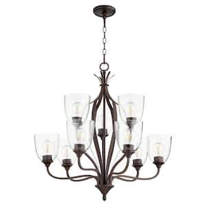 Jardin 9-Light Oiled Bronze Chandelier with Clear Seeded Glass