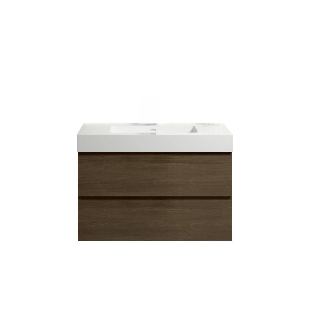 36 in. W x 18.1 in. D x 25.2 in. H Wall Mounted Floating Bathroom Vanity in