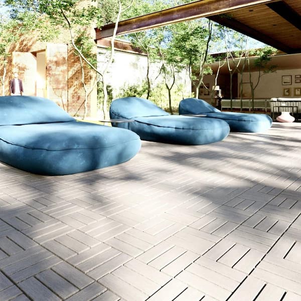 1 ft. x 1 ft. Quick Deck Solid Acacia Wood Interlocking Deck Tile in Gray Cube (30 sq. ft. per Box)