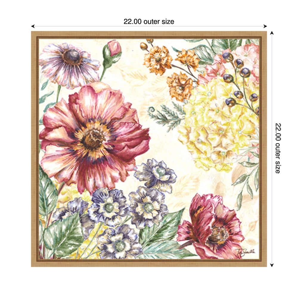 Wildflower Medley I Floral Canvas Art with Maple Frame