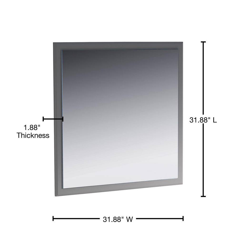 Elegant 32" Gray Solid Wood Framed Bathroom Vanity Mirror