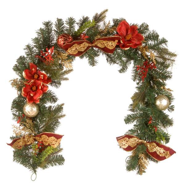National Tree Company 6 ft. x 12 in. Decorative Garland with Ornaments and Bows