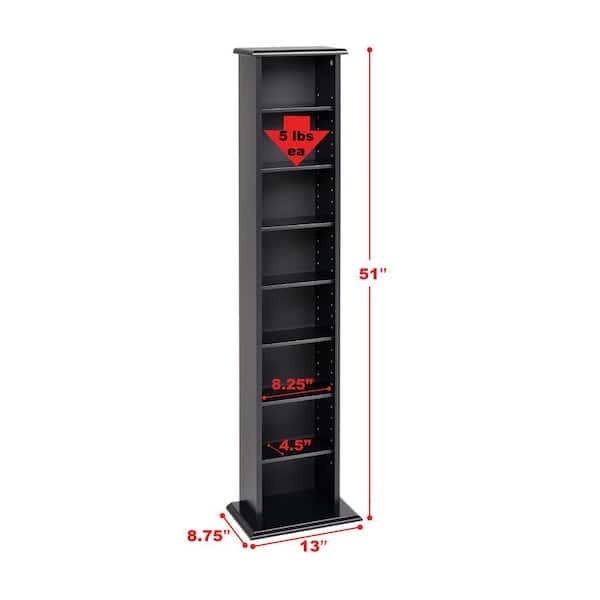 Prepac Black Narrow Storage Cabinet, CD Storage, CD Rack Display