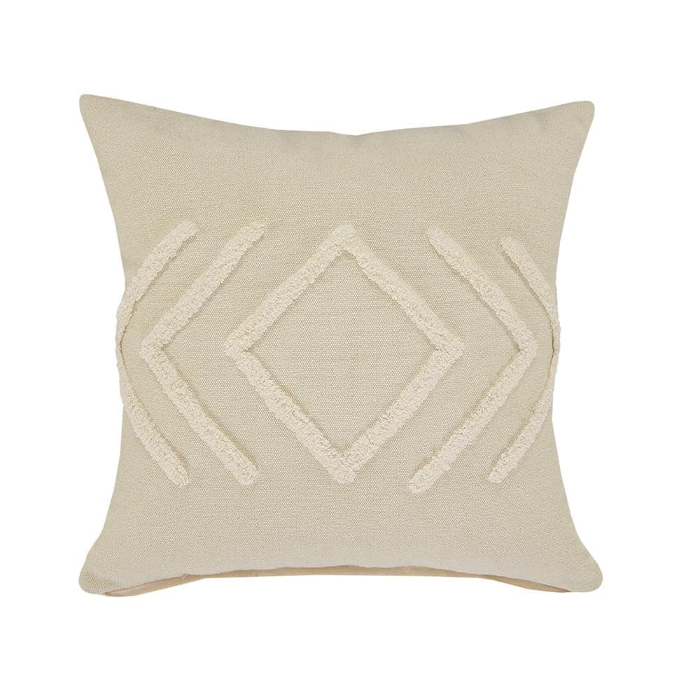 Directional Birch / Off - White Geometric Diamond Tufted Poly- Fill 20 in. 