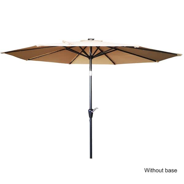 Kadehome 9 ft. Outdoor Aluminum Pole Patio Market Umbrella in Sand with LED Lights