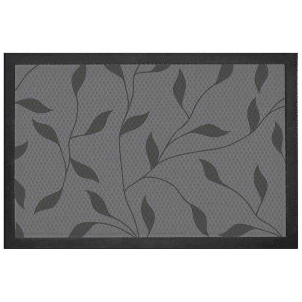BERNINI FOUNTAINS Aqua Indoor Outdoor Mat Leaves Gray 24 in. L x 5 in. W