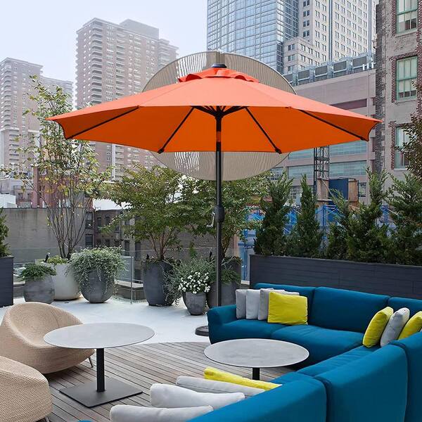 9 1 2 foot aluminum outdoor patio umbrella with valance JZAC & QZYD 9x9 FT Cantilever Base & Solar LED The sturdy aluminum frame is covered in durable outdoor canvas and includes a manual tilt mechanism that can block the sun from the left or right Tasheba 9 ft. Classic Scalloped