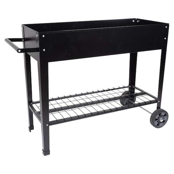 Raised Garden Bed with Shelf, Black