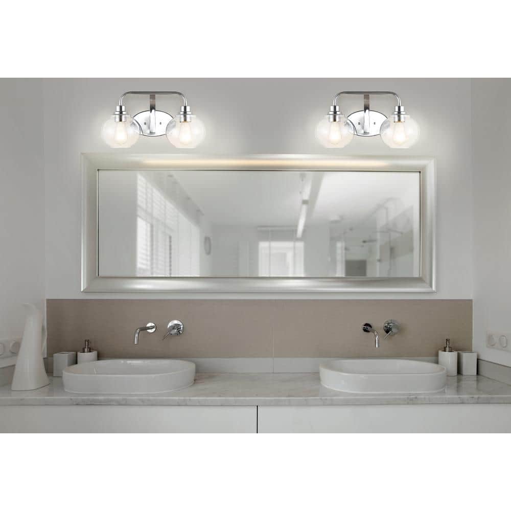 Sandrine Chrome Seeded Glass 17.5" Rustic LED Vanity Light