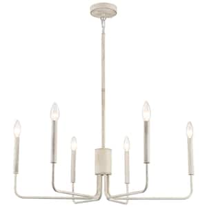 Roxsanne 6-Light Beige Dimmable Classic Traditional Chandelier Rustic Linear Candle-Style Kitchen Island Light Fixture