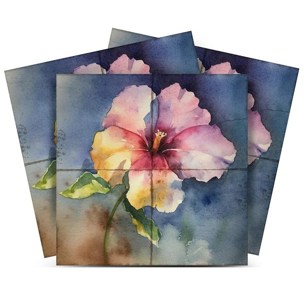 MI ALMA Yellow, Steel Blue, Green and Light Pink R96 7 in. x 7 in. Vinyl Peel and Stick Tile (8.17 sq. ft., 24 Tiles/Pack)