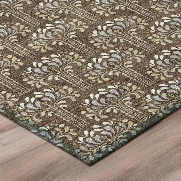Chantille Machine Washable Indoor/Outdoor Abstract ACN3065 Chocolate 10 ft. x 14 ft. Area Rug