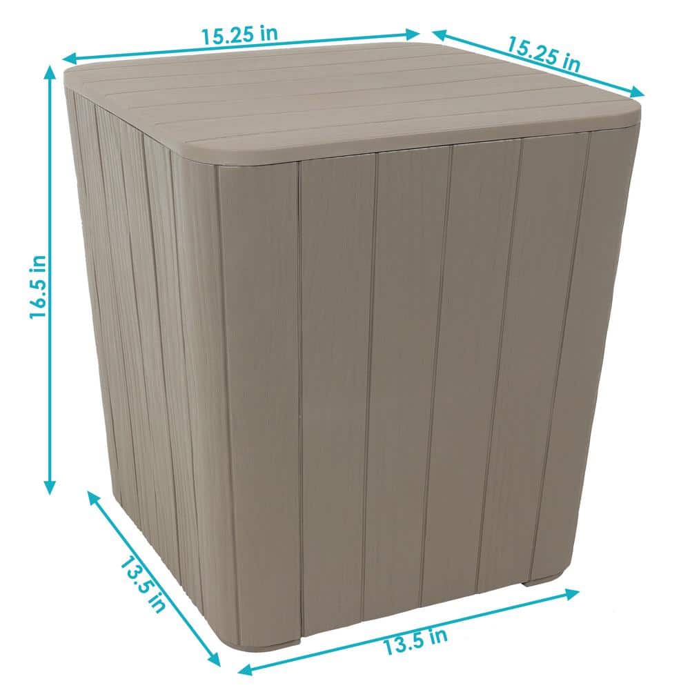 Driftwood Faux Wood Outdoor Storage Side Table with 11.5-Gallon Capacity