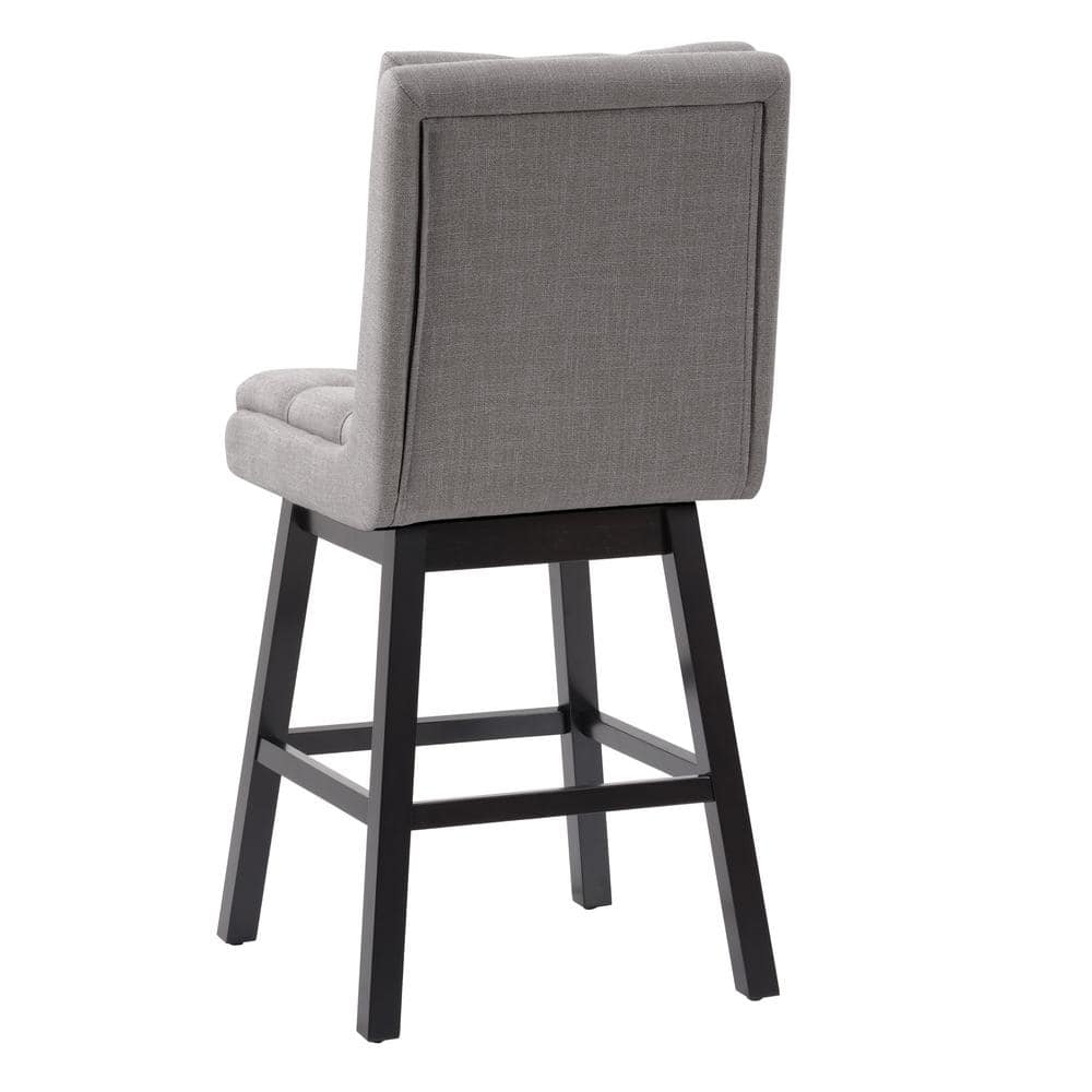 Boston Tufted Light Gray Fabric Counter Height Barstools, Set of 2