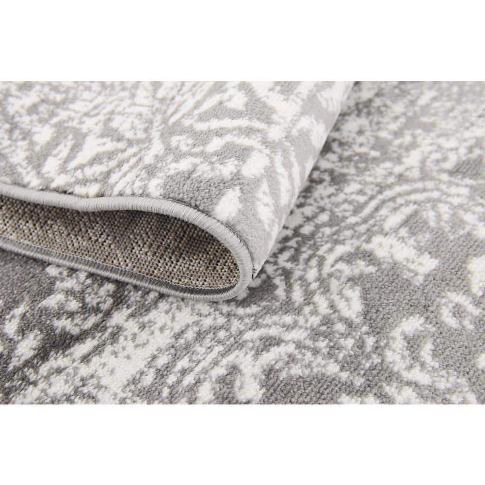 Grand Sofia Gray & Ivory 4'1" x 6'1" Rectangular Easy-Care Rug