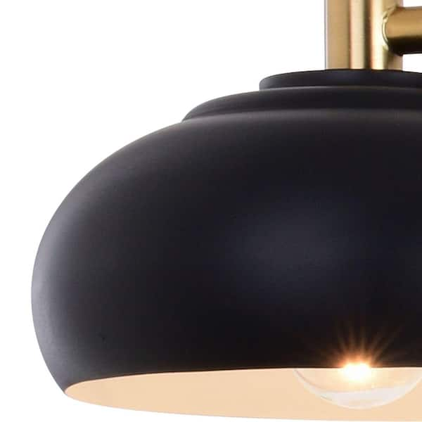 VAXCEL Belmont 38 in. W 4-Light Matte Black and Satin Brass Mid