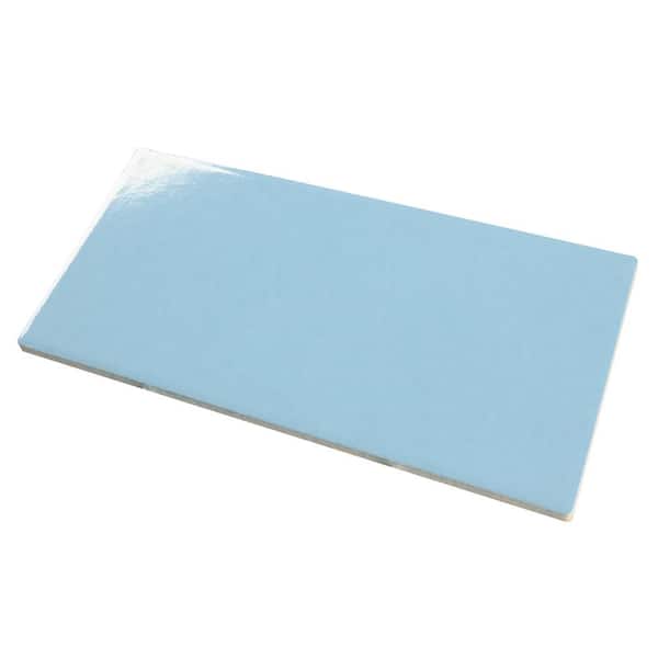 Piscina Brick Glossy Blue 4-3/4 in. x 9-5/8 in. Porcelain Floor and Wall Take Home Tile Sample