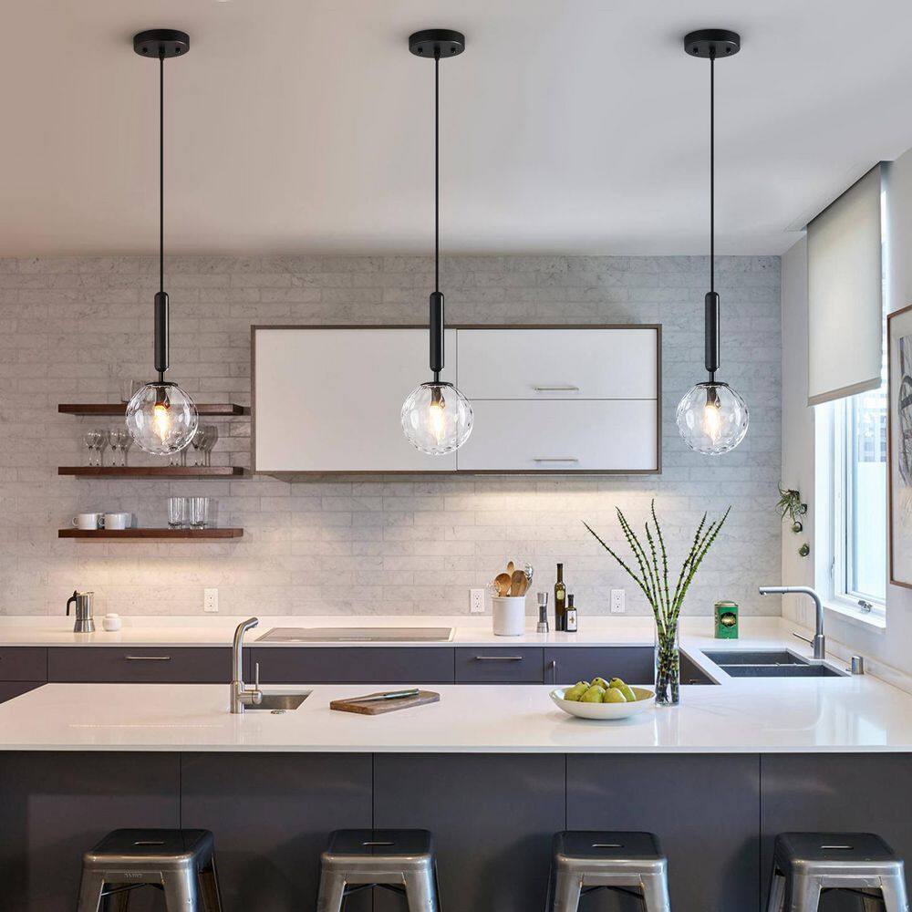 Home Lighting 40W 1-Light Mid Century Black Retro Pendant Light with Globe Clear Glass for Bedroom Entryway, 3 Pack price history on PriceWatchPro