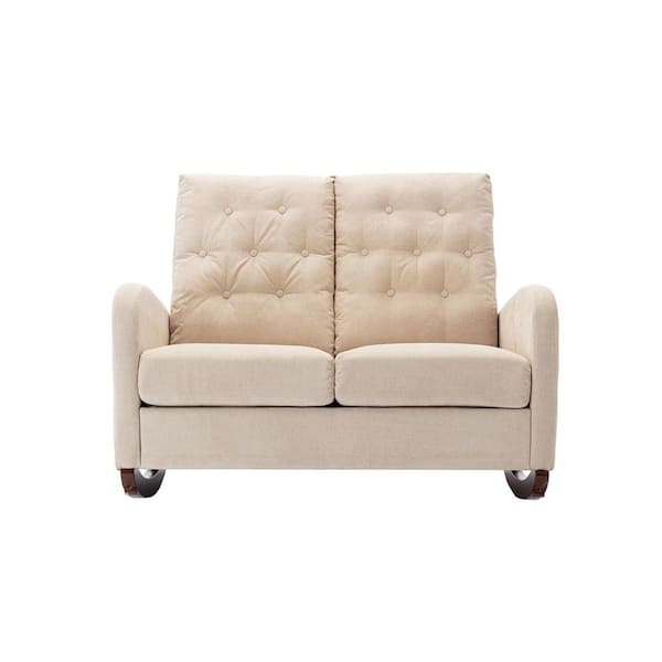 Jushua Beige Polyester Fabric Living Room Comfortable Rocking Sofa