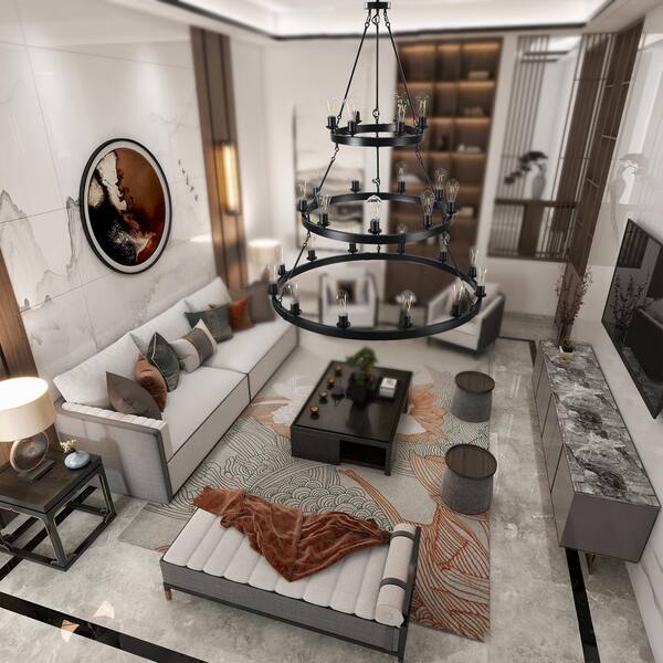 27-Light Noble Chandelier 3-Tiers Large Chandelier, Hanging