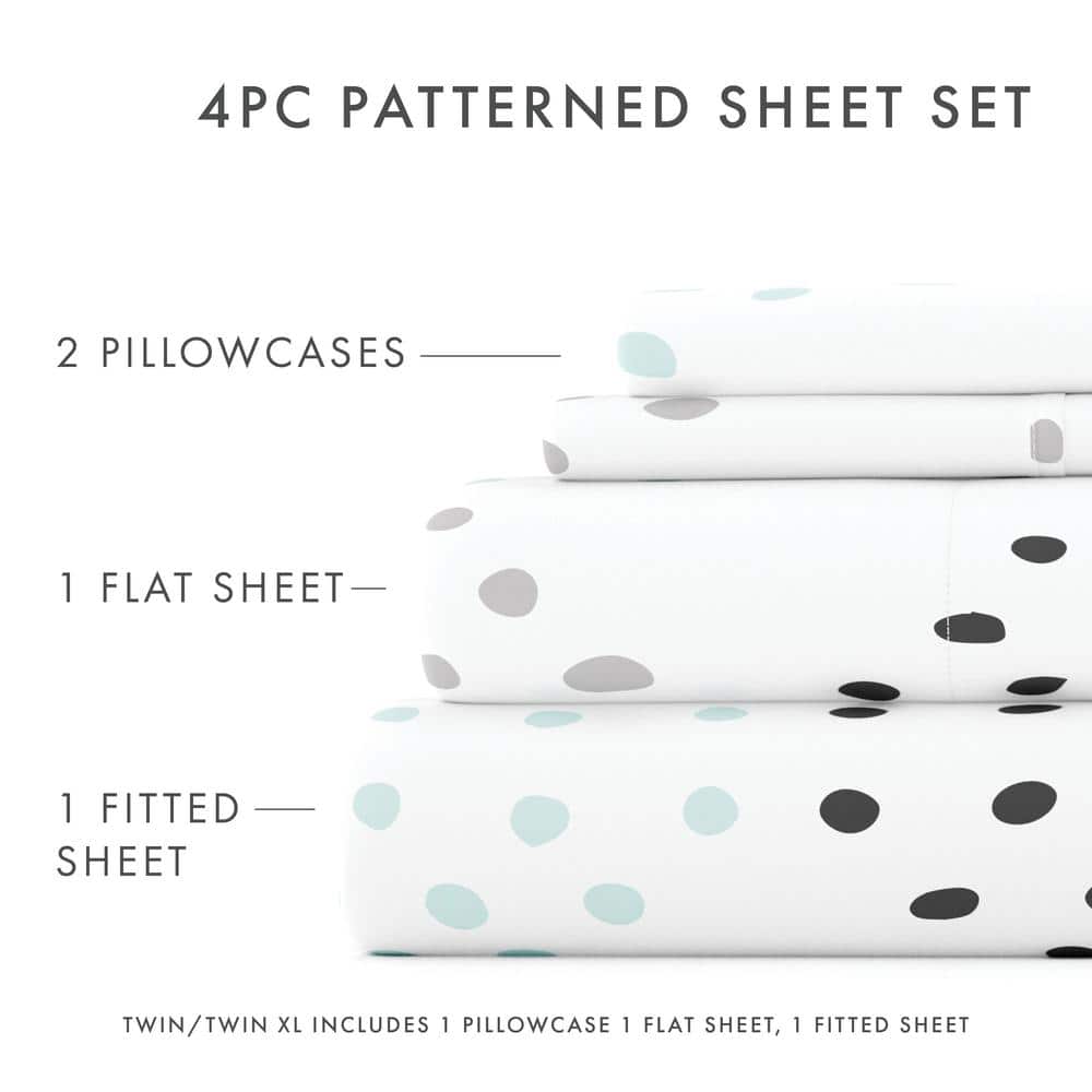 Full Gray Polka Dot Microfiber Deep Pocket Sheet Set