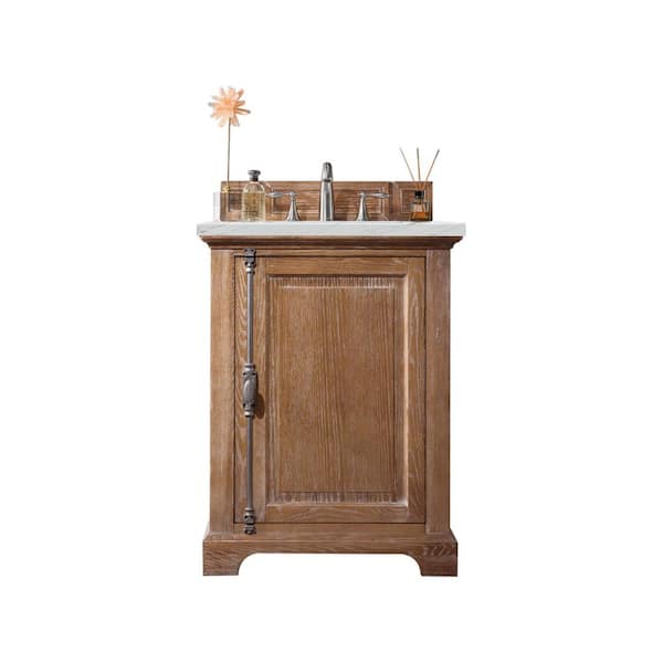 James Martin Vanities Providence 26.0 in. W x 23.5 in. D x 34.3 in. H Bathroom Vanity in Driftwood with Ethereal Noctis Quartz Top