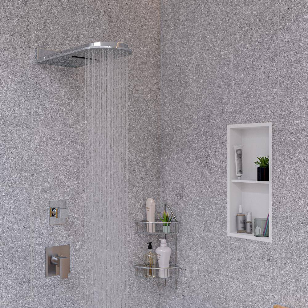 Brushed Nickel Modern Square Lever Shower Mixer