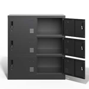 35.4 in. W x 39.4 in. H x 15.7 in. D  Black Freestanding Cabinet Employee Lockers with 6-Door and Card Slot