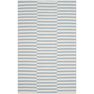 Montauk Ivory/Light Blue 4 ft. x 6 ft. Striped Area Rug