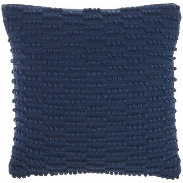 HomeRoots Jordan Navy Striped Cotton 18 in. X 18 in. Throw Pillow