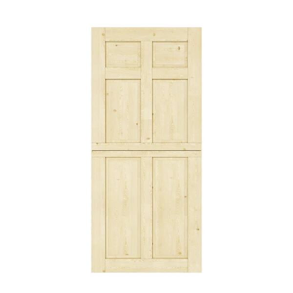ARK DESIGN 36 in. x 80 in. Unfinished Solid Pine Wood Universal 6-Panel ...