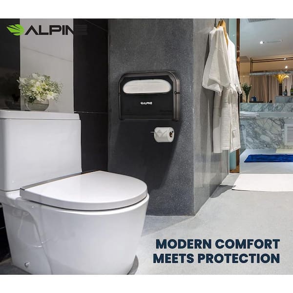 Black Wall Mount Half-Fold Plastic Toilet Seat Cover Dispenser (10-Pack)