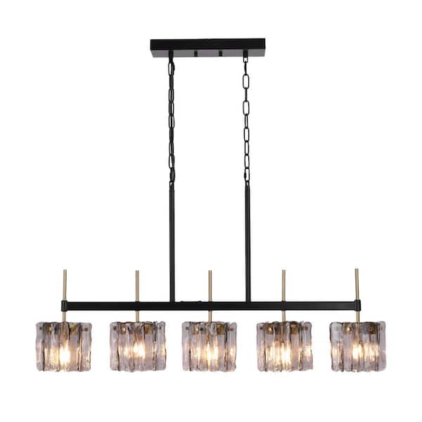 37.52 in. 5-Light Gray Linear Chandelier
