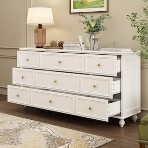 White Wooden Modern European Style Accent Storage Cabinet with 9-Drawer