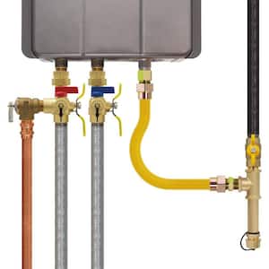 3/4 in. FIP Union x FIP Forged Brass Full Port Service Valves EXP-E2 Complete Tankless Water Heater Installation Kit