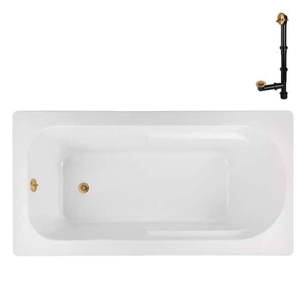 N-4320-745-BGL 72 in. x 36 in. Rectangular Acrylic Soaking Drop-In Bathtub, with Reversible Drain in Brushed Gold