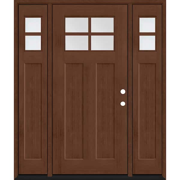 Steves & Sons Regency 68 in. x 80 in. LHIS 4L-1/4Toplite Clear Glass Chestnut Stain Fir Fiberglass Prehung Front Door w/Dbl 14 in. SL