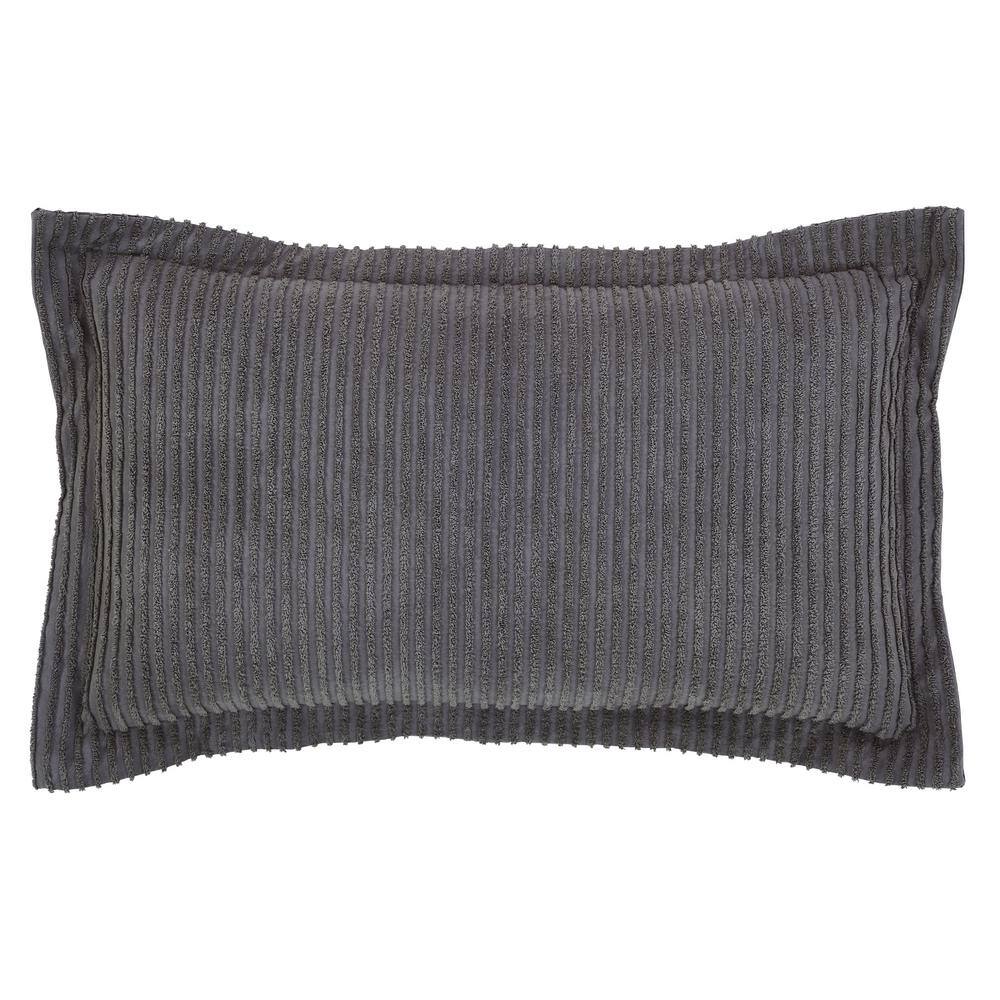 Gray King Size Cotton Embroidered Pillow Sham