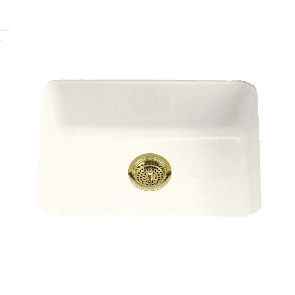 Dual Mount Cast-Iron 24 in. Single Basin Kitchen Sink in Biscuit